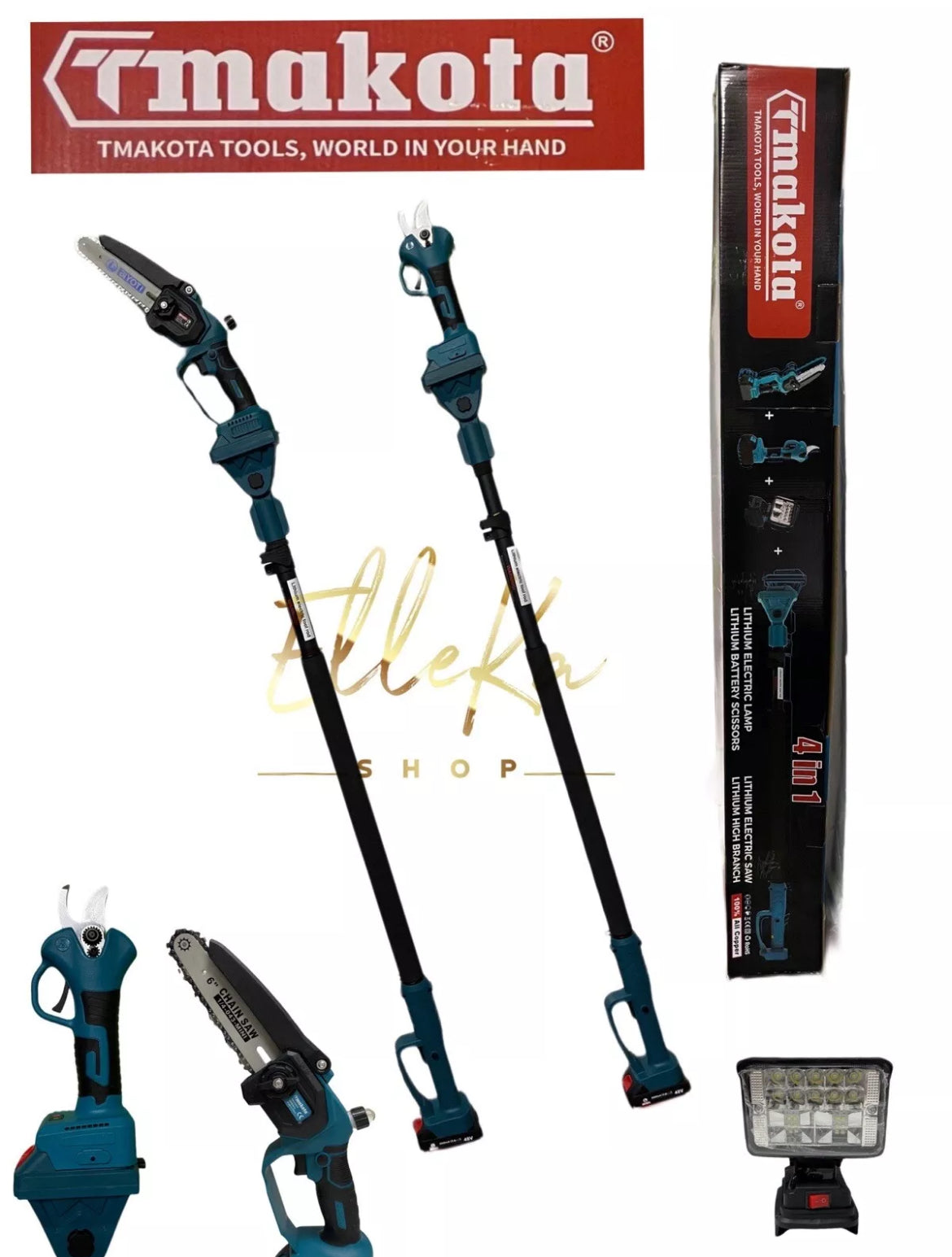 KIT POTATURA MOTOSEGA OLEATORE 6" + CESOIA A BATTERIA CON ASTA TELESCOPICA 240cm