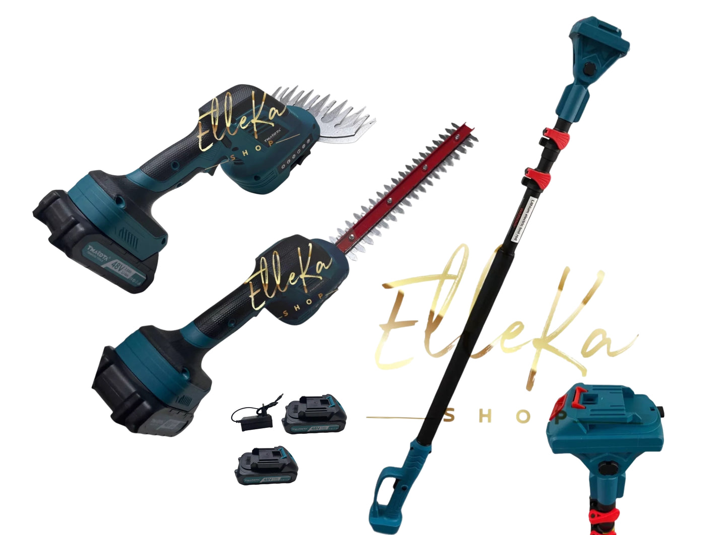 TAGLIASIEPI CON ASTA TELESCOPICA + RIFINITORE ERBA DOPPIA BATTERIA E CARICATORE TESTINA INTERCAMBIABILE