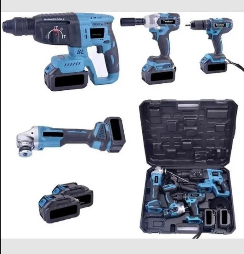 KIT 5 IN 1 TASSELLATORE+TRAPANO IMPULSI +TRAPANO AVVITATORE + FLEX + TORCIA 88v