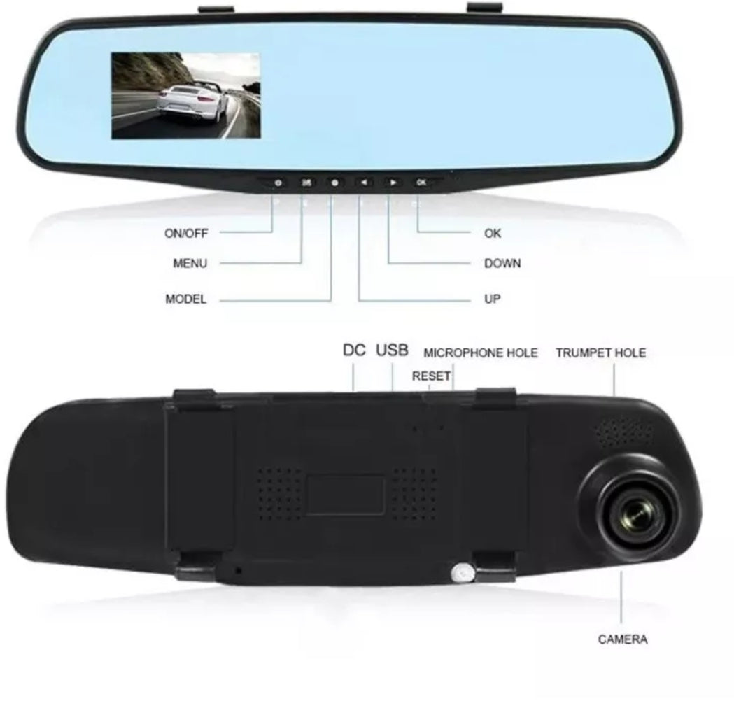 Specchietto retrovisore con telecamera 5Mpx registrazione auto schermo 2.8” LCD