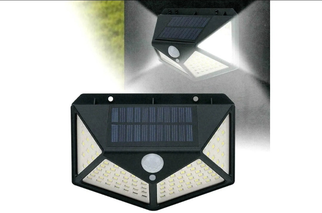 Faretto Esterno Pannello Solare 114 LED Applique Sensore Movimento Crepuscolare