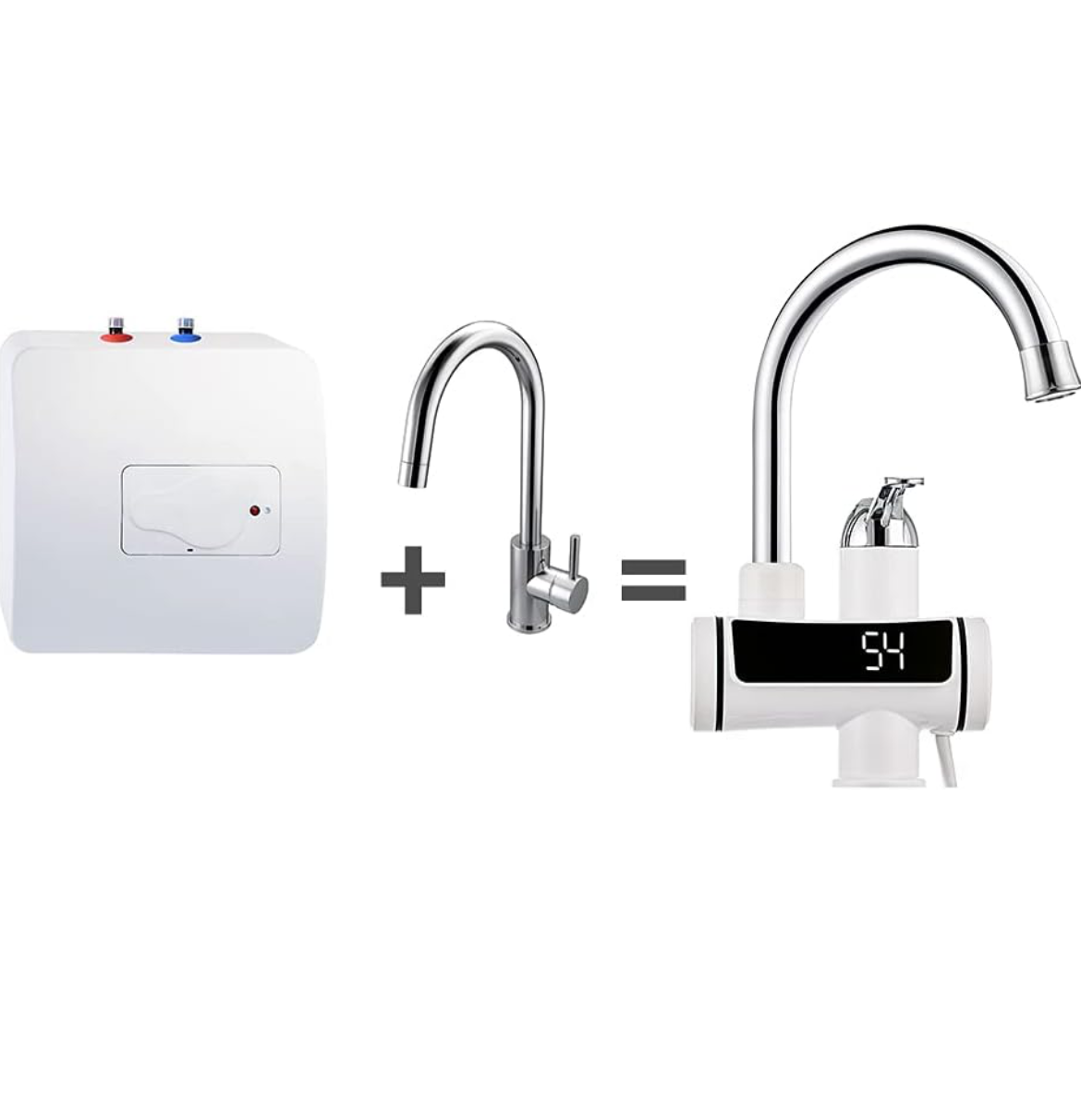 FONTANA ACQUA CALDA, RUBINETTO ELETTRICO CALDAIA 3000W RISCALDATORE MISCELATORE ACQUA CALDA