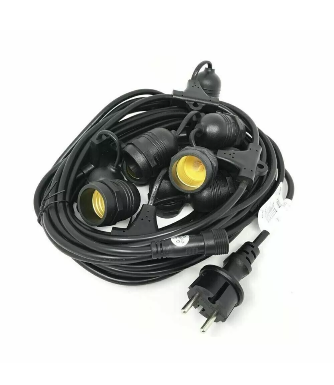 Catena luminosa esterno 10 Lampadine E27 LED cavo 10 mt IP65 impermeabile NERO