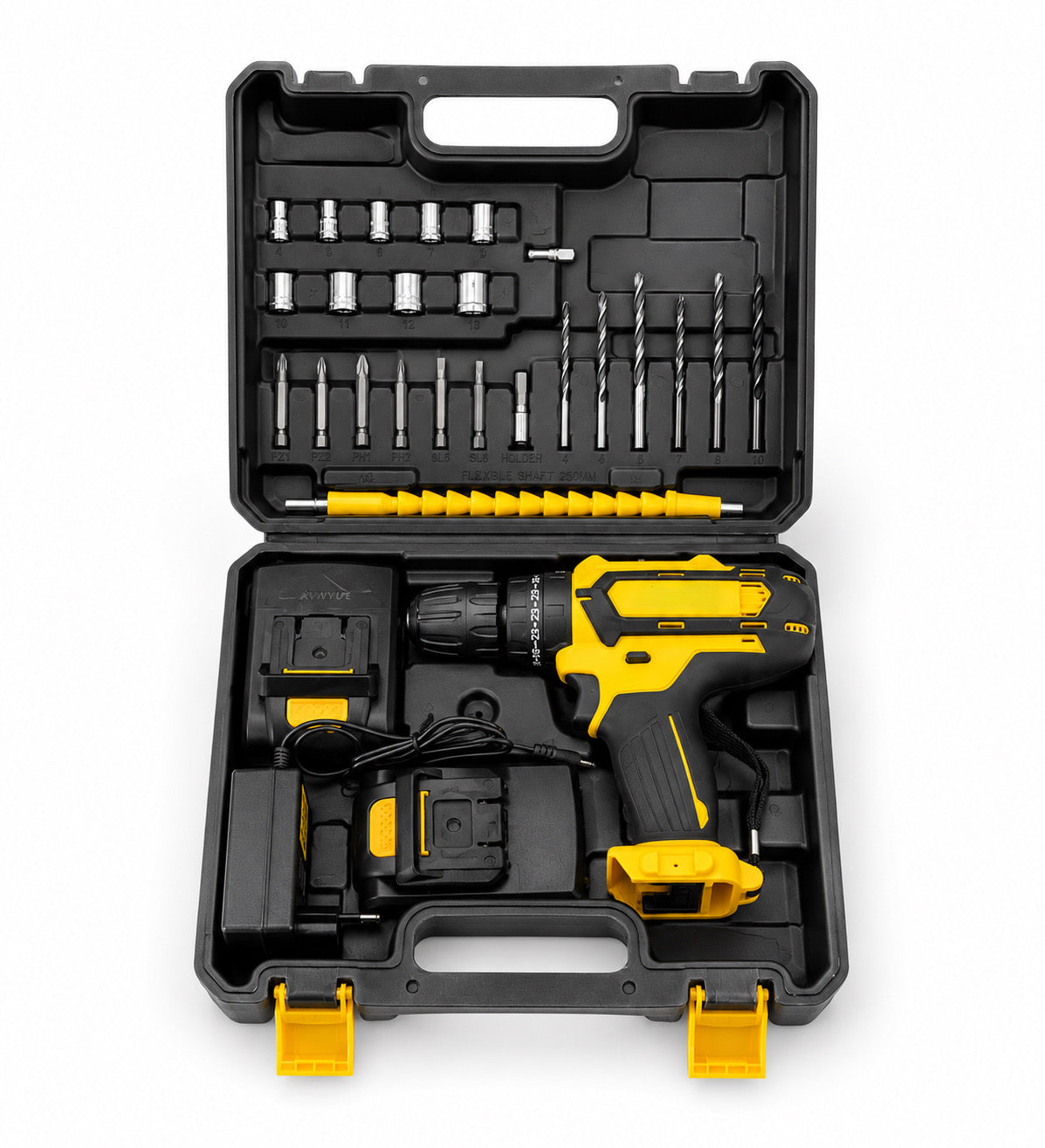 Trapano Avvitatore con Percussione 48V con Valigetta Completa, 2 Batterie e Set Accessori