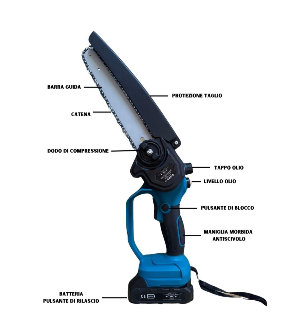 Motosega a Batteria per Potatura con 4000mAh Batterie, 8 Pollici Sega a Batteria per Potatura con Pompetta Olio, Motosega Elettrica a Batteria per il Taglio del Legno Giardini