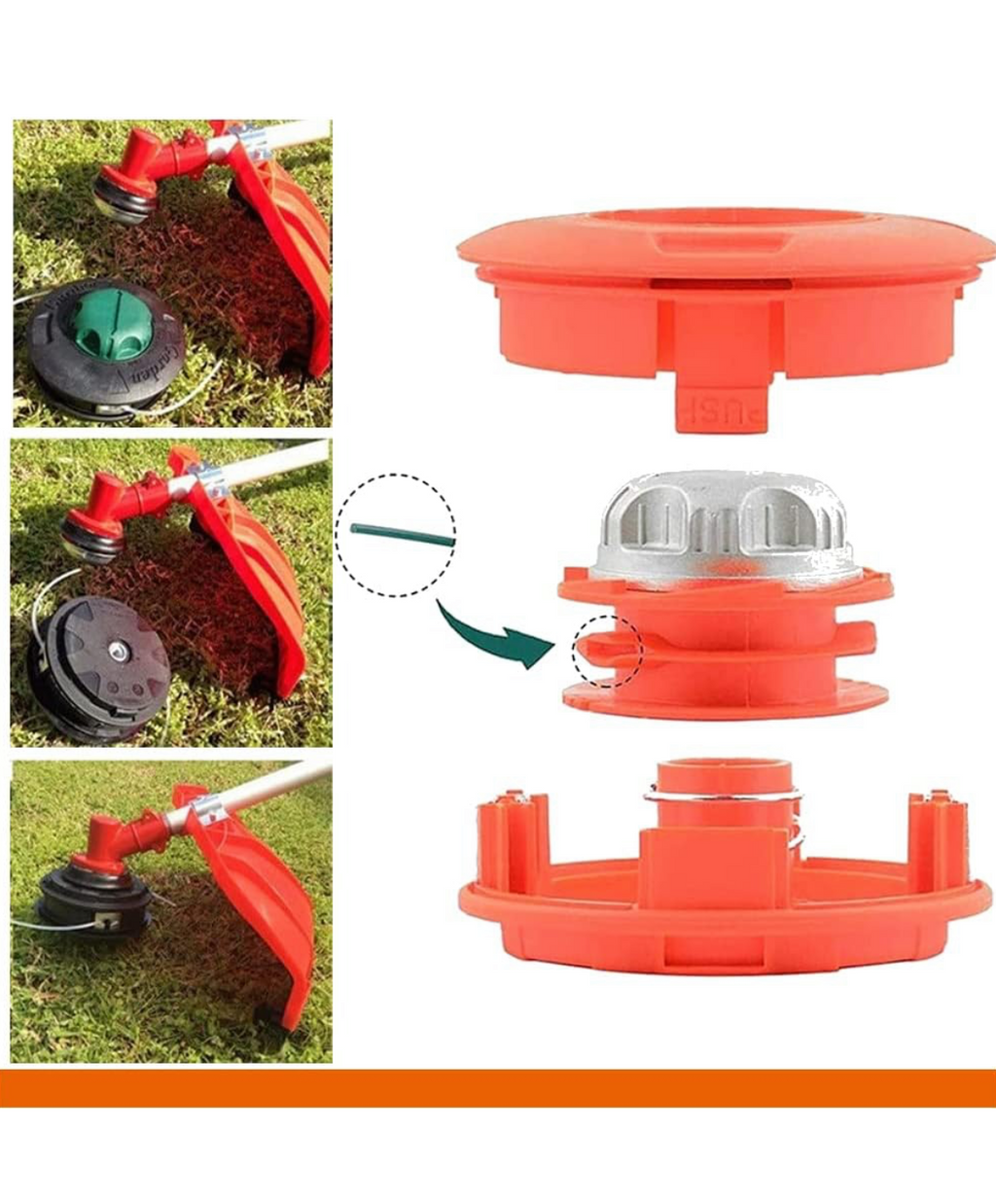 Testina  batti e vai decespugliatore Universale M10 X 1,25 Sinistra Bobine Rocchetti Filo Alluminio Nylon Reflex