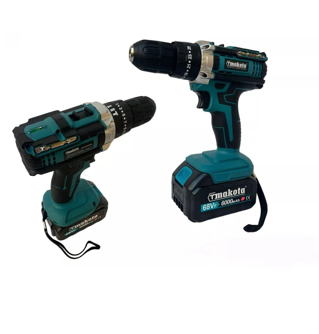 KIT 4 in 1 Trapano Avvitatore + Avvitatore a Impulsi + Smerigliatrice a Batteria + Faro