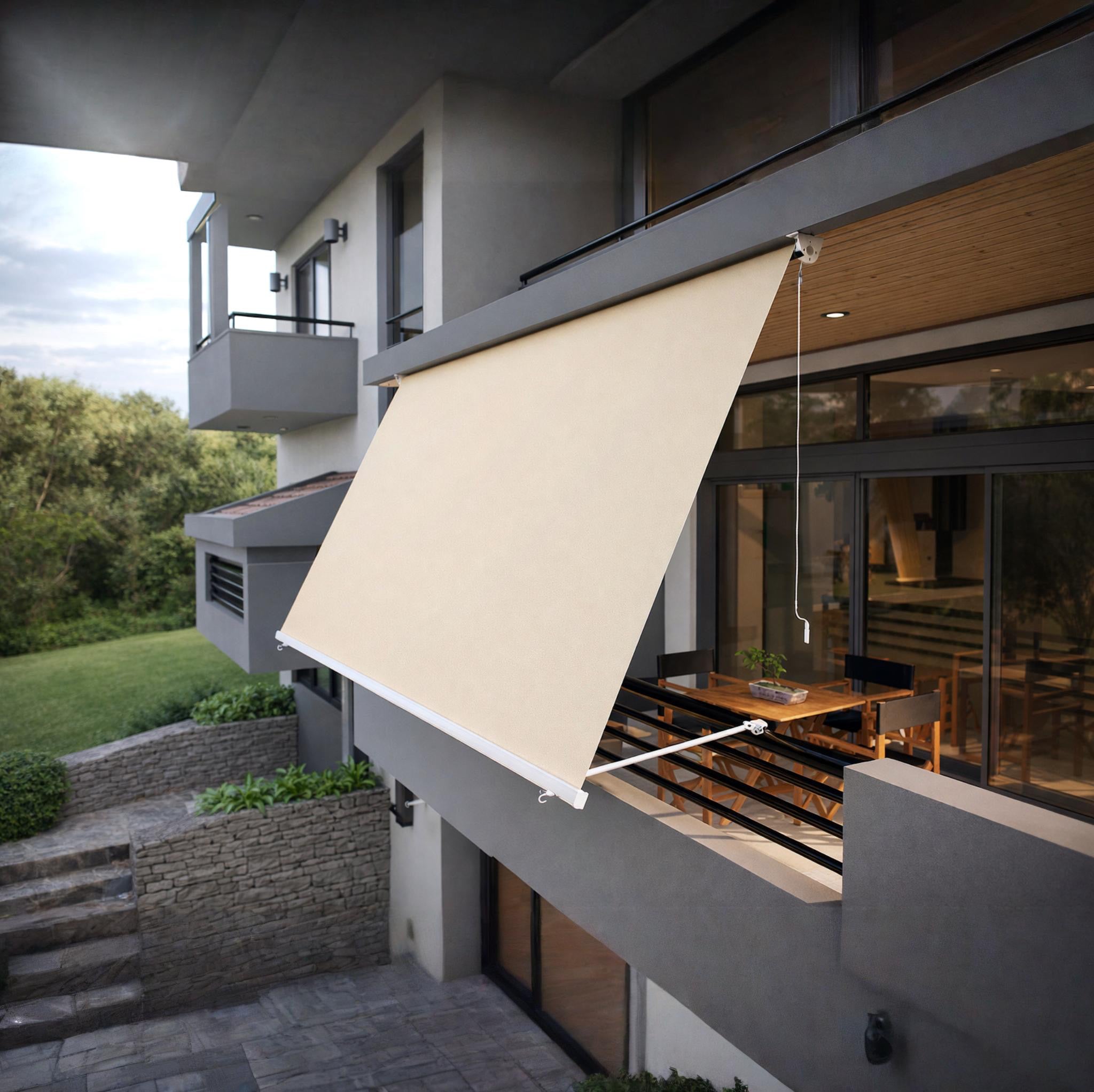 Tenda da sole balcone con bracci Regolabili Impermeabile protezione sole vento pioggia facile montaggio Sole Vento Pioggia Montaggio Facile
