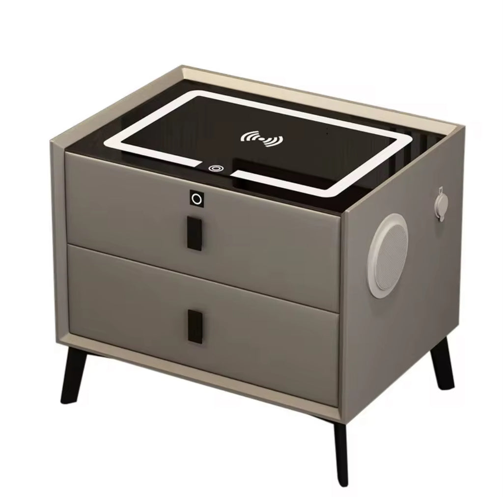 Comodino Intelligente con Ricarica Wireless e USB Altoparlante Bluetooth