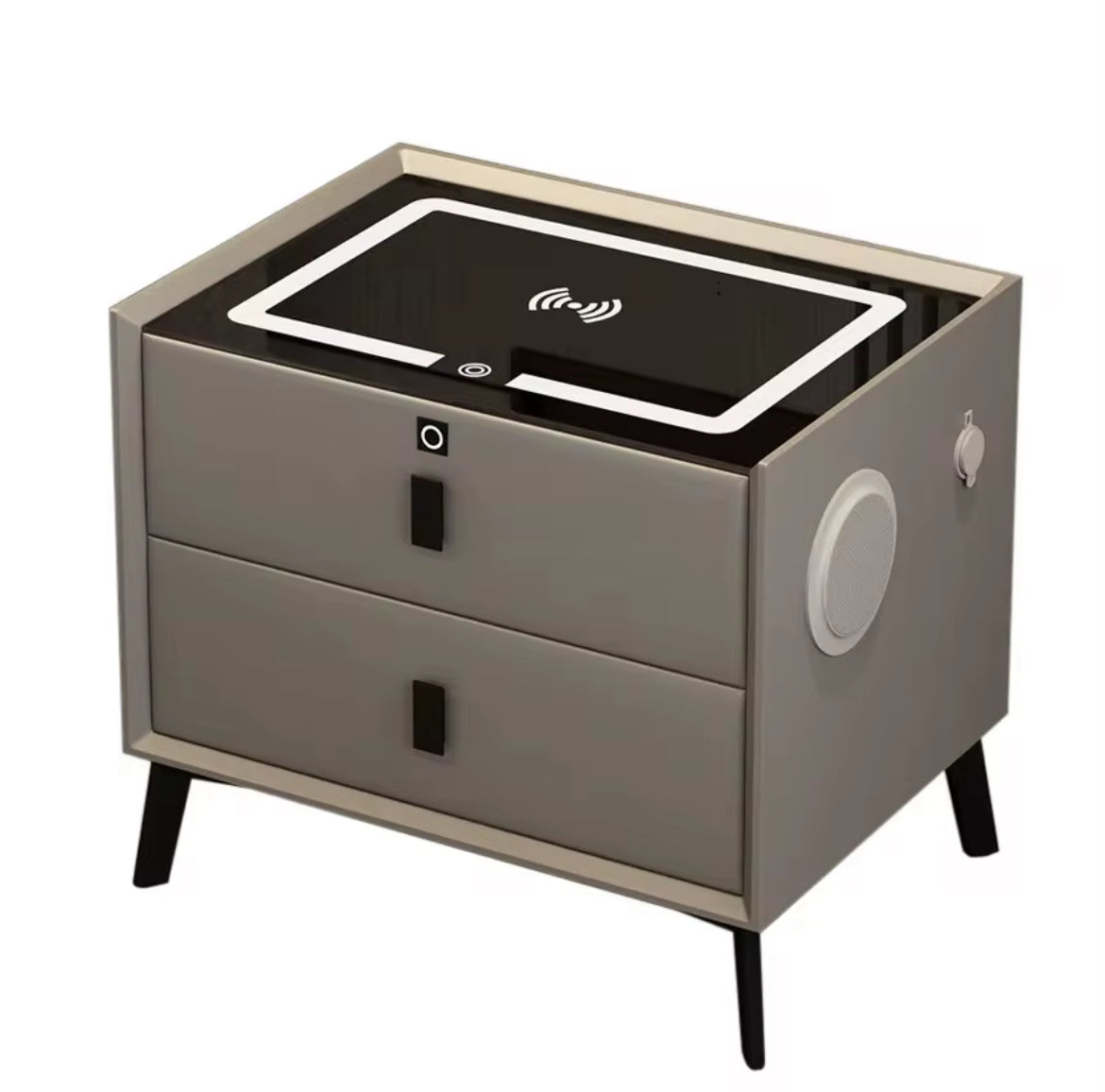 Comodino Intelligente con Ricarica Wireless e USB Altoparlante Bluetooth