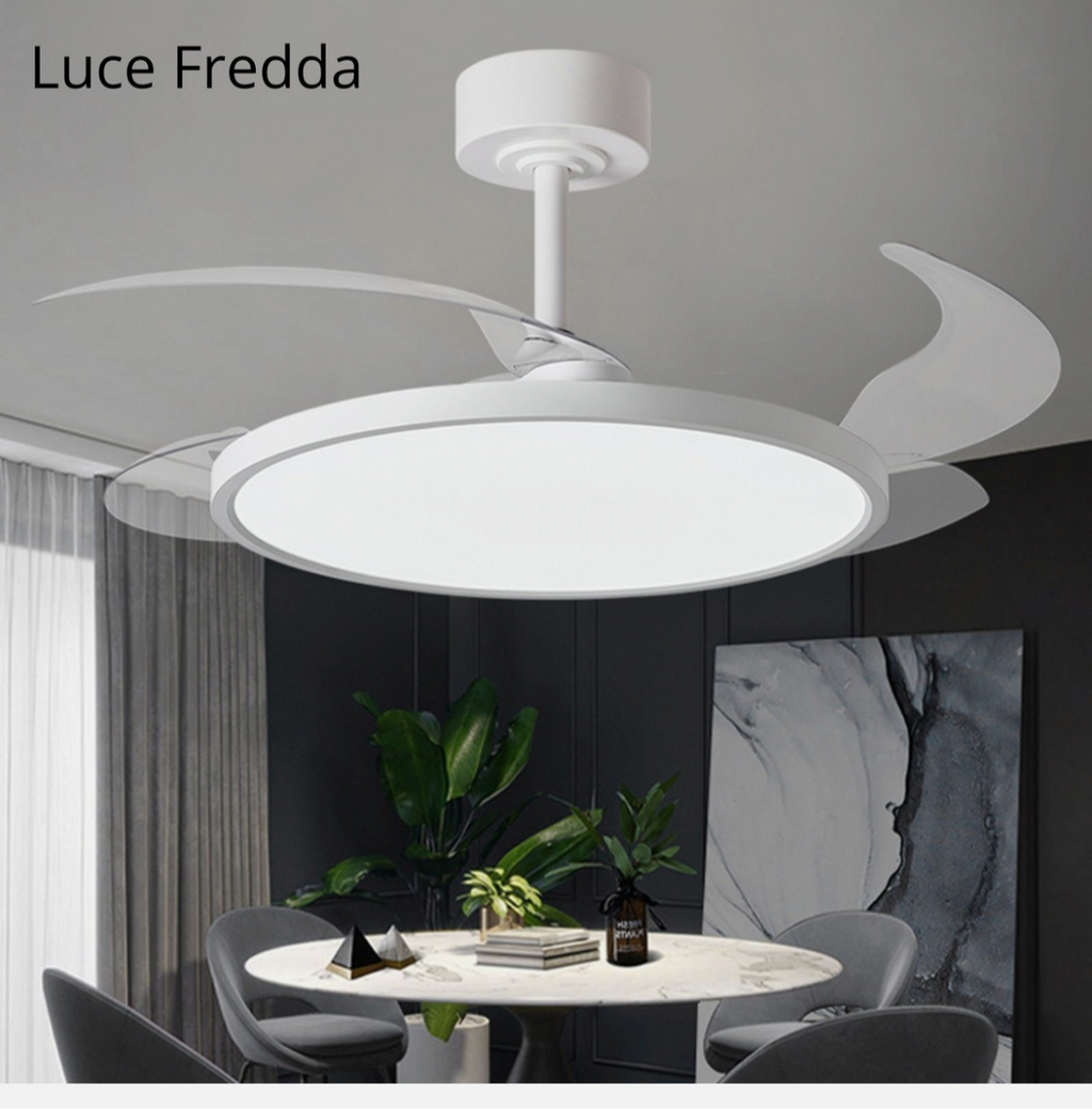 Ventilatore Da Soffitto Plafoniera Lampadario Luce LED 4 Pale a Scomparsa