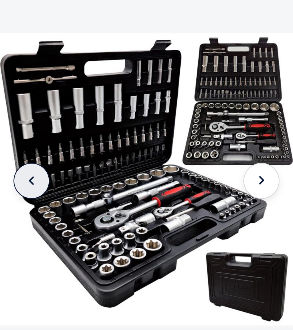 Valigetta Porta Attrezzi a Bussola Esagonali Professionale 112Pezzi con Cricchetto Reversibile, Chiavi e Inserti, Acciaio al Cromo Vanadio, Adattatori e Prolunghe, Kit Completo