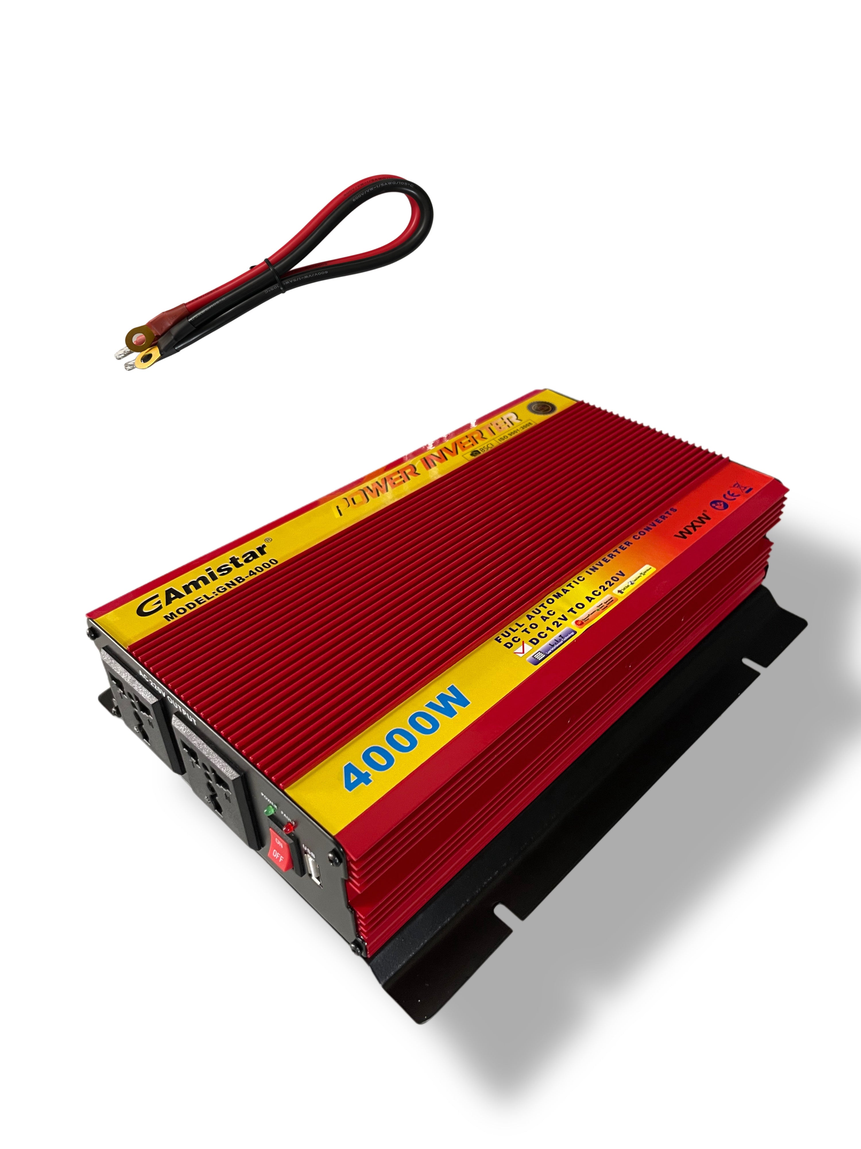 Inverter di Potenza Silenzioso da 4000w e 6000w, 6 Protezioni, Alta Efficienza di Conversione con 2 Ventole di Raffreddamento (12/220V)