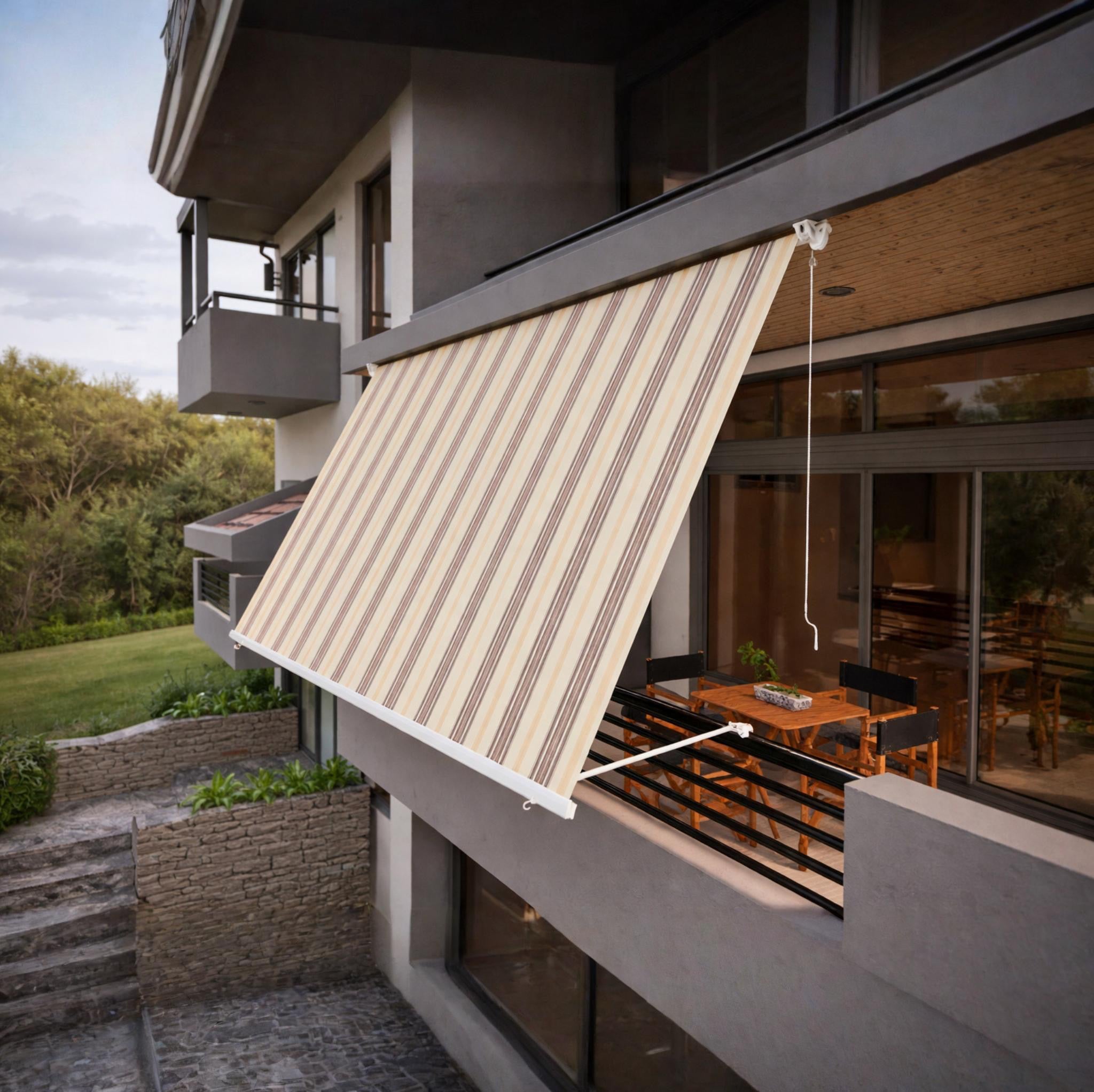 Tenda da sole balcone con bracci Regolabili Impermeabile protezione sole vento pioggia facile montaggio Sole Vento Pioggia Montaggio Facile