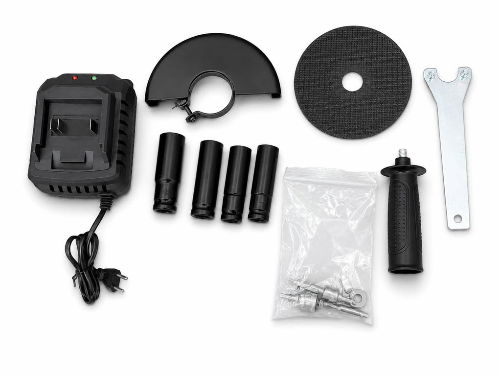 Kit 4 Elettroutensili a Batteria con Accessori e Doppia Batteria – Trapano Avvitatore, Avvitatore a Impulsi, Smerigliatrice e Tassellatore