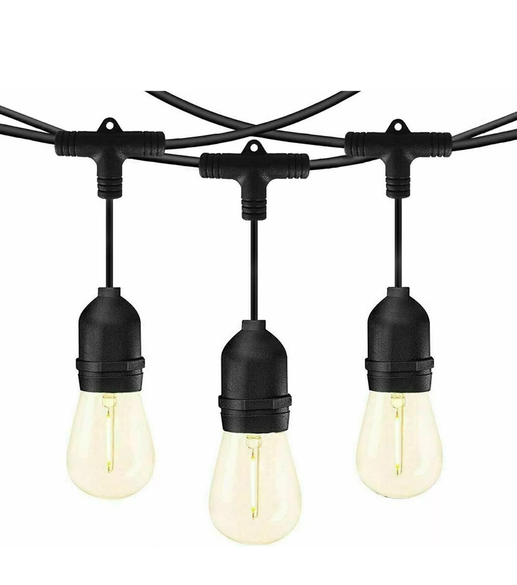 Catena luminosa esterno 10 Lampadine E27 LED cavo 10 mt IP65 impermeabile NERO