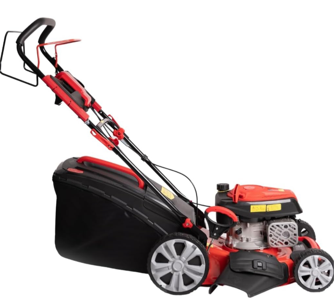 A.M.C. Tagliaerba a scoppio semovente 4in1-4 CV - Tosaerba a benzina - Motore 170cc 4 tempi con autotrazione - Larghezza di taglio 51cm - Mulching - cesto di raccolta 60L