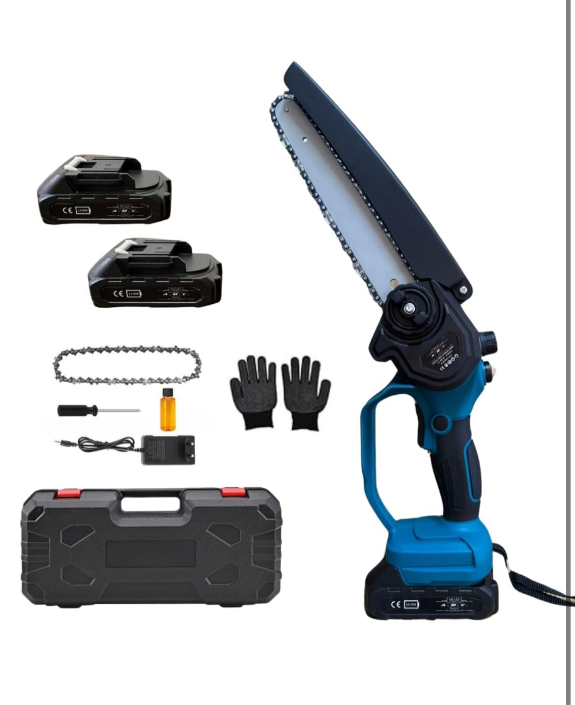 Motosega a Batteria per Potatura con 4000mAh Batterie, 8 Pollici Sega a Batteria per Potatura con Pompetta Olio, Motosega Elettrica a Batteria per il Taglio del Legno Giardini