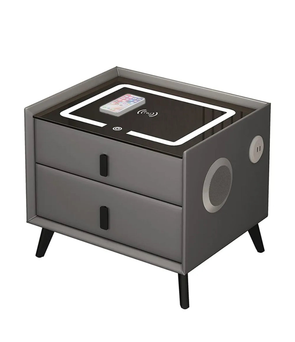Comodino Intelligente con Ricarica Wireless e USB Altoparlante Bluetooth