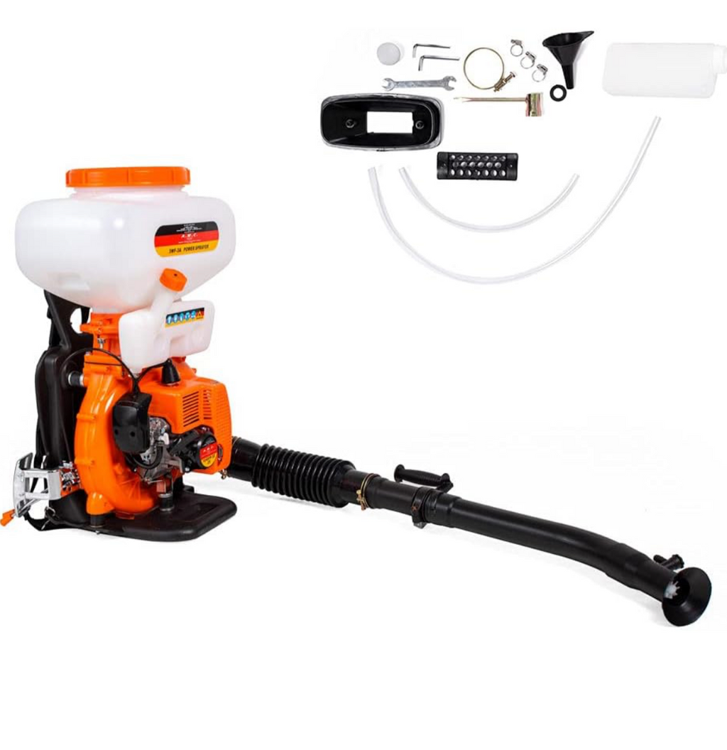 AMC Atomizzatore tripla funzione polverizzatore soffiatore motore a scoppio 43cc a spalla serbatoio 20L pompa per irrorazione di liquidi per disinfestazioni, sanificazioni e trattamenti alle piante