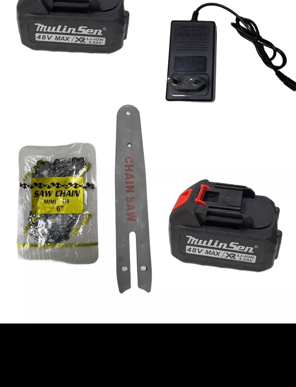 MOTOSEGA MINI 8 POLLICI E 6 POLLICI 2 BATTERIE 48v 5.0ah OLIATORE TAGLIARAMI