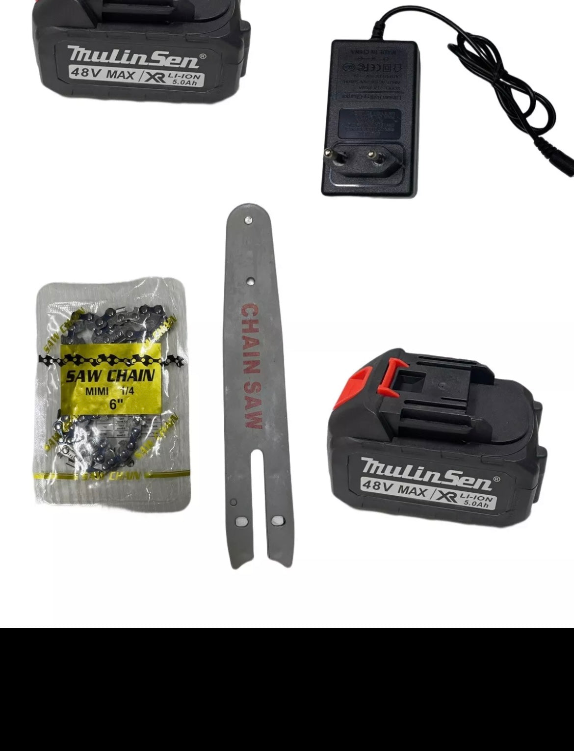 MOTOSEGA MINI 8 POLLICI E 6 POLLICI 2 BATTERIE 48v 5.0ah OLIATORE TAGLIARAMI