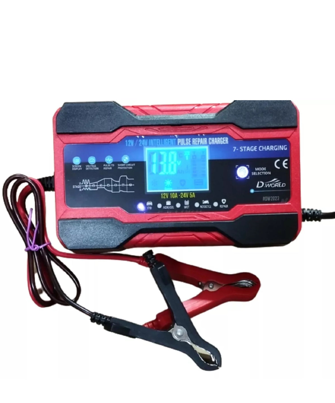 Caricatore Batteria Auto Moto Agm/GEL/EFB , Batterie Acqua 12-24V 5-10A Caricatore Intelligente Portatile LCD