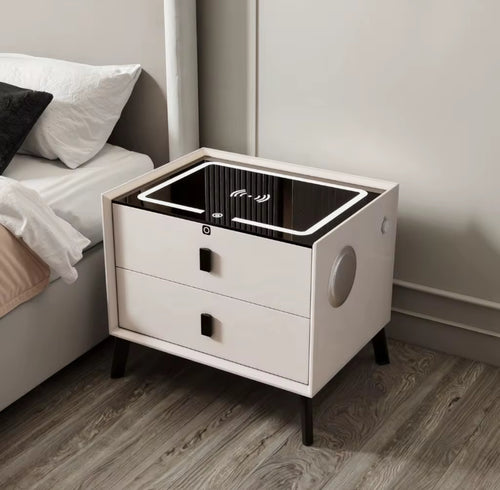 Comodino Intelligente con Ricarica Wireless e USB Altoparlante Bluetooth