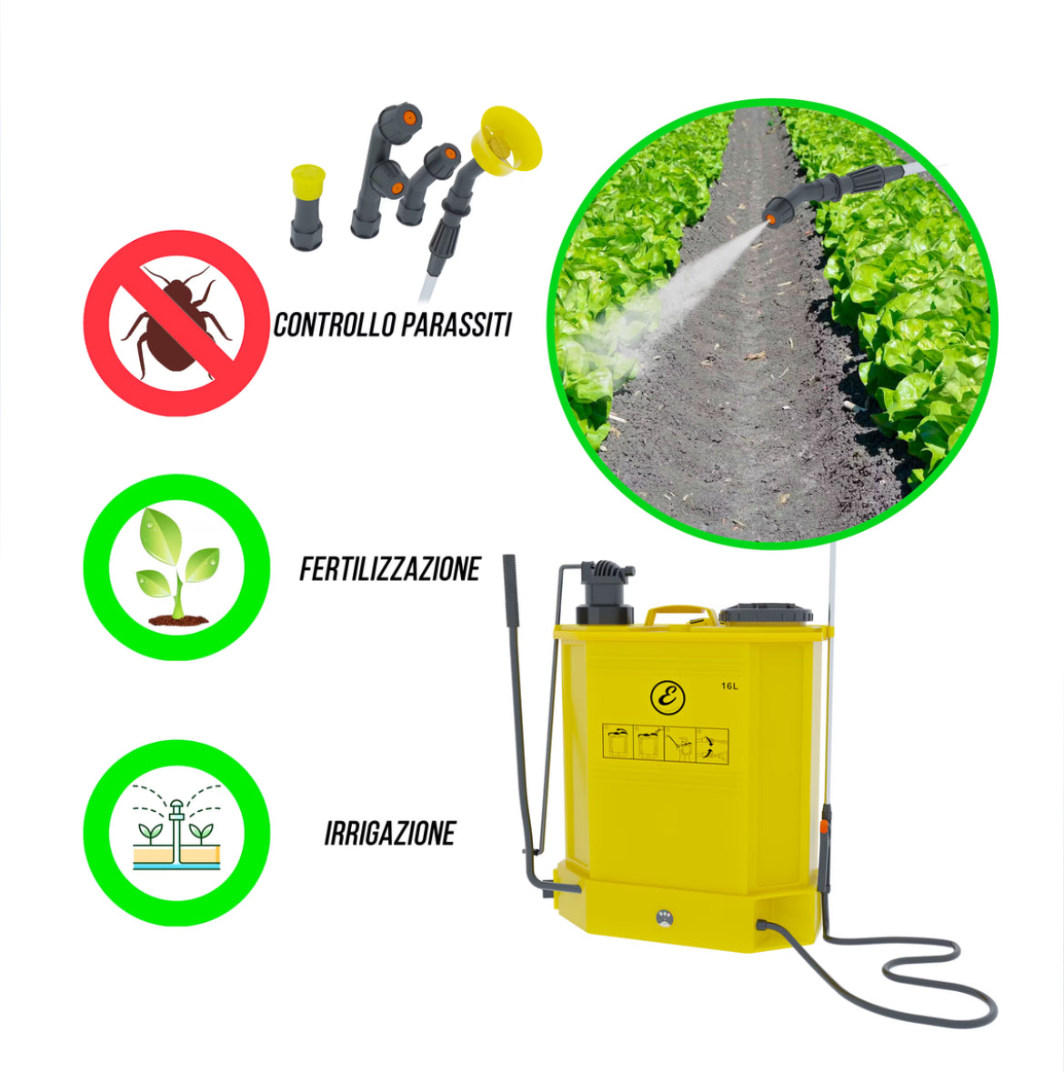 Pompa A Spalla Elettrica 18 Litri Spruzzatore Nebulizzatore Irroratrice Doppia Funzione Batteria E Manuale Per Giardino Disinfestazione Fertilizzante