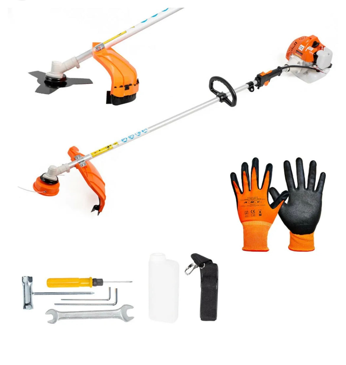 Decespugliatore motore a scoppio 2 tempi 52 cc con doppio disco bobina con filo e kit accessori incluso