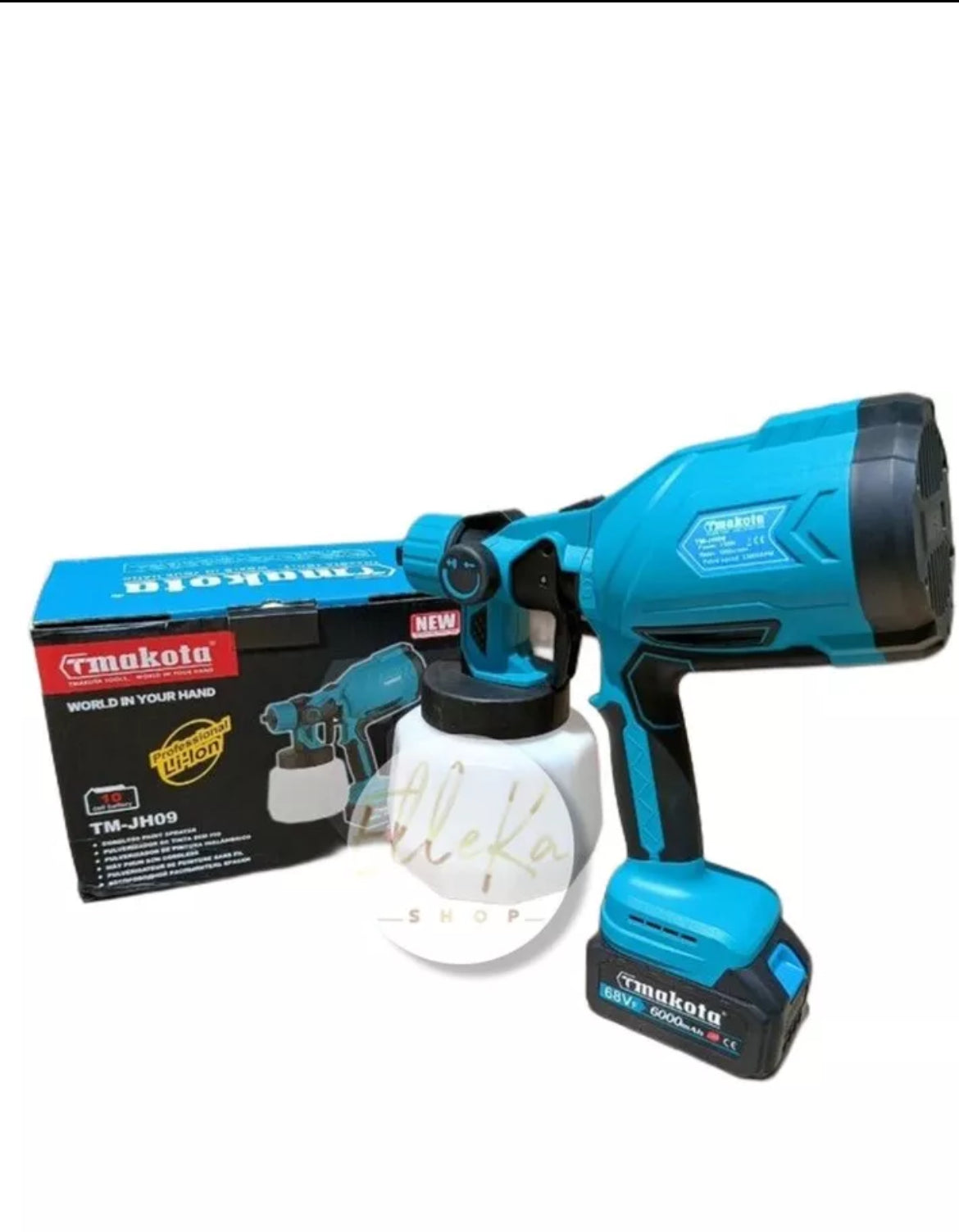 PISTOLA A SPRUZZO PER VERNICE A BATTERIA 68v 1000ML PAINT ZOOM AEROGRAFO PITTURA 750w