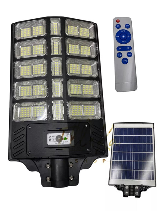 Lampione Solare 1500W Pannello Crepuscolare Impermeabile Lampada LED Telecomando