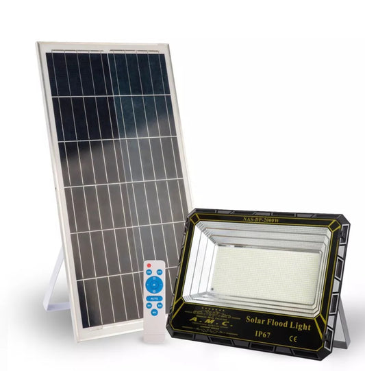 Faro Solare a Led 2000W pannello solare con sensore e telecomando, IP 67