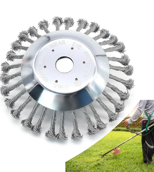 Spazzola per Decespugliatore Testina Decespugliatore Giardino in Acciaio, Filo Solido Annodato Erba Spazzola per Erbacce, Può Rimuovere Efficacemente Erbacce, Muschio