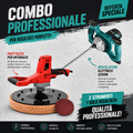 Frattazzo Elettrico 1680W + Miscelatore 2200W | Regolazione Velocità | Con Spugnole, Carta Abrasiva, Disco in Plastica e Spazzole di Ricambio | Ideale per Intonaco, Cemento e Rasature