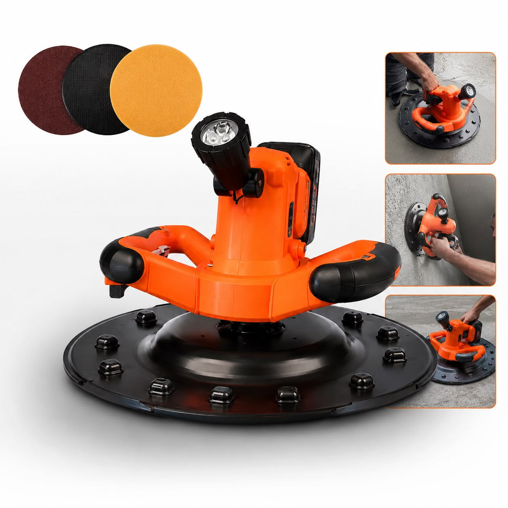 Frattazzatrice Frattazzo A Batteria Professionale per Intonaco e Rasatura con Luce LED Regolazione Velocità ,2 Batterie ,3 Dischi e Caricatore