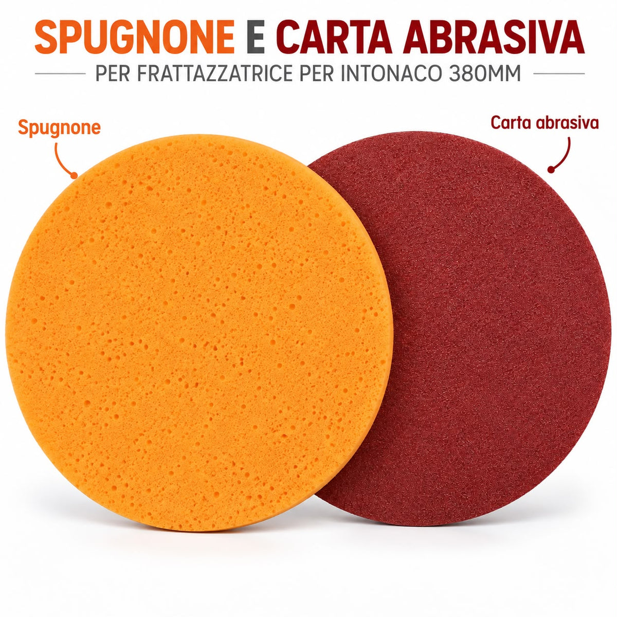 Spugnone e Carta Abrasiva 380 mm per Frattazzatrice Intonaco Accessori Ricambio