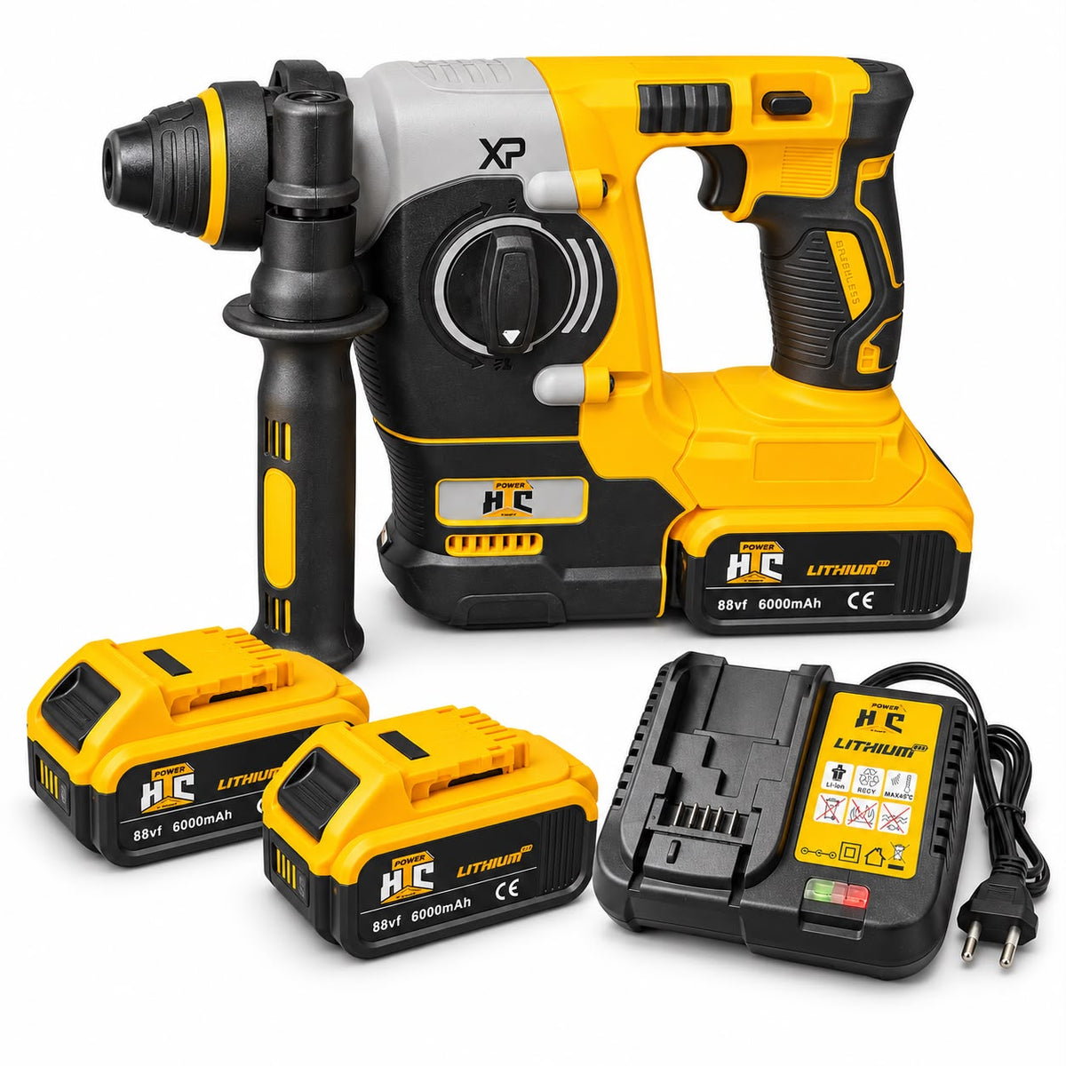 Martello Perforatore a Batteria Brushless con 2 Batterie, Caricatore e Attacco Tipo DeWalt