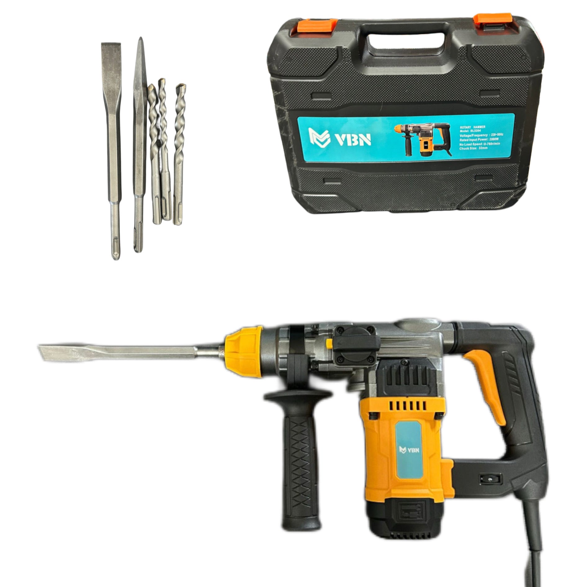 Martello Demolitore Professionale 2000W | Funzione Scalpellatore + Valigetta & Accessori – VBN