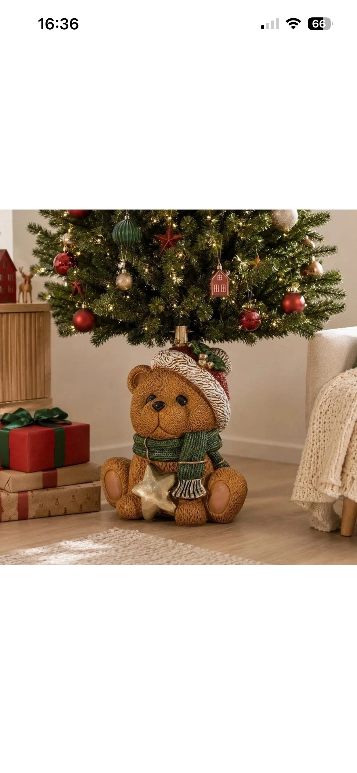 Base per Albero di Natale Orsetto Stella 56x40x38 cm Supporto Poliresina