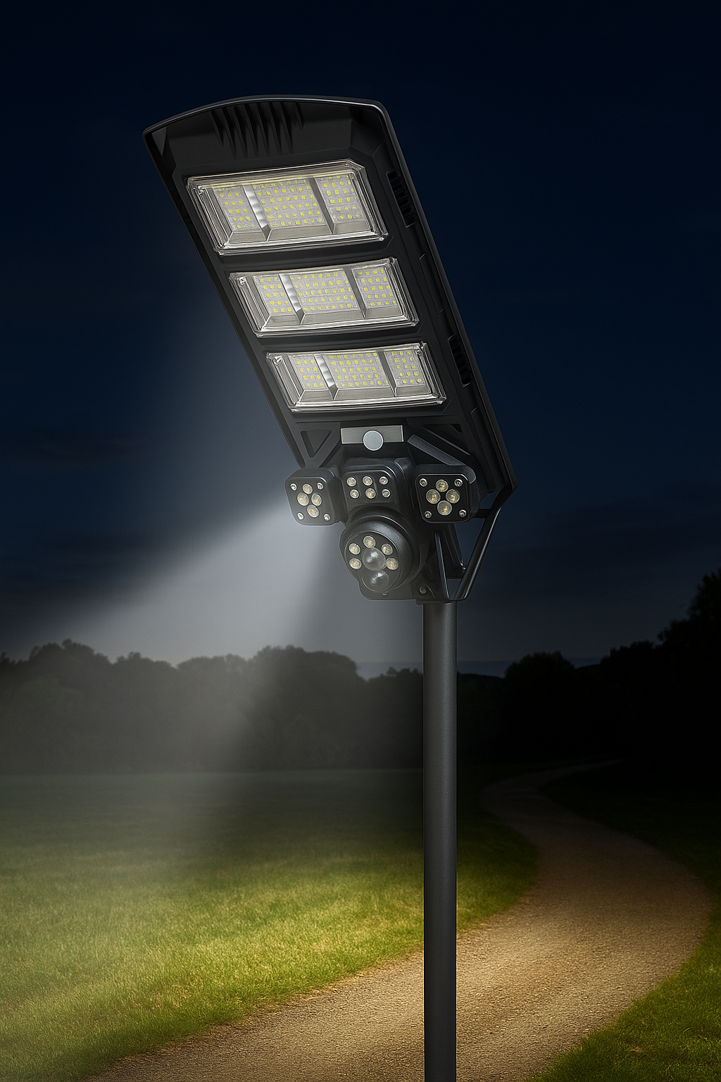Lampione Stradale Solare 400W con Telecamera 4G Integrata | 3 Visioni Regolabili 180°/360° | IP67 Impermeabile | App Dedicata | Pannello Solare + Palo da 55cm in Omaggio