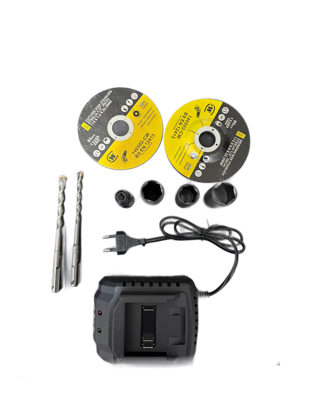 Kit Professionale 4 in 1 con Valigetta – Tassellatore, Avvitatore ad Impulsi, Trapano Avvitatore con Percussione e Smerigliatrice – 3 Batterie 5000mAh, Caricatore, Accessori Inclusi