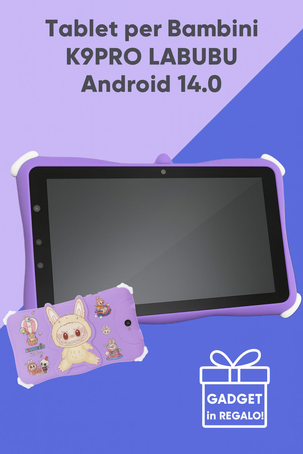 Tablet per Bambini K9PRO LABUBU-ORSETTO Android 14.0 con SIM, Wi-Fi e Gadget in Regalo!