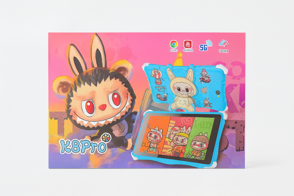 Tablet per Bambini K9PRO LABUBU-ORSETTO Android 14.0 con SIM, Wi-Fi e Gadget in Regalo!