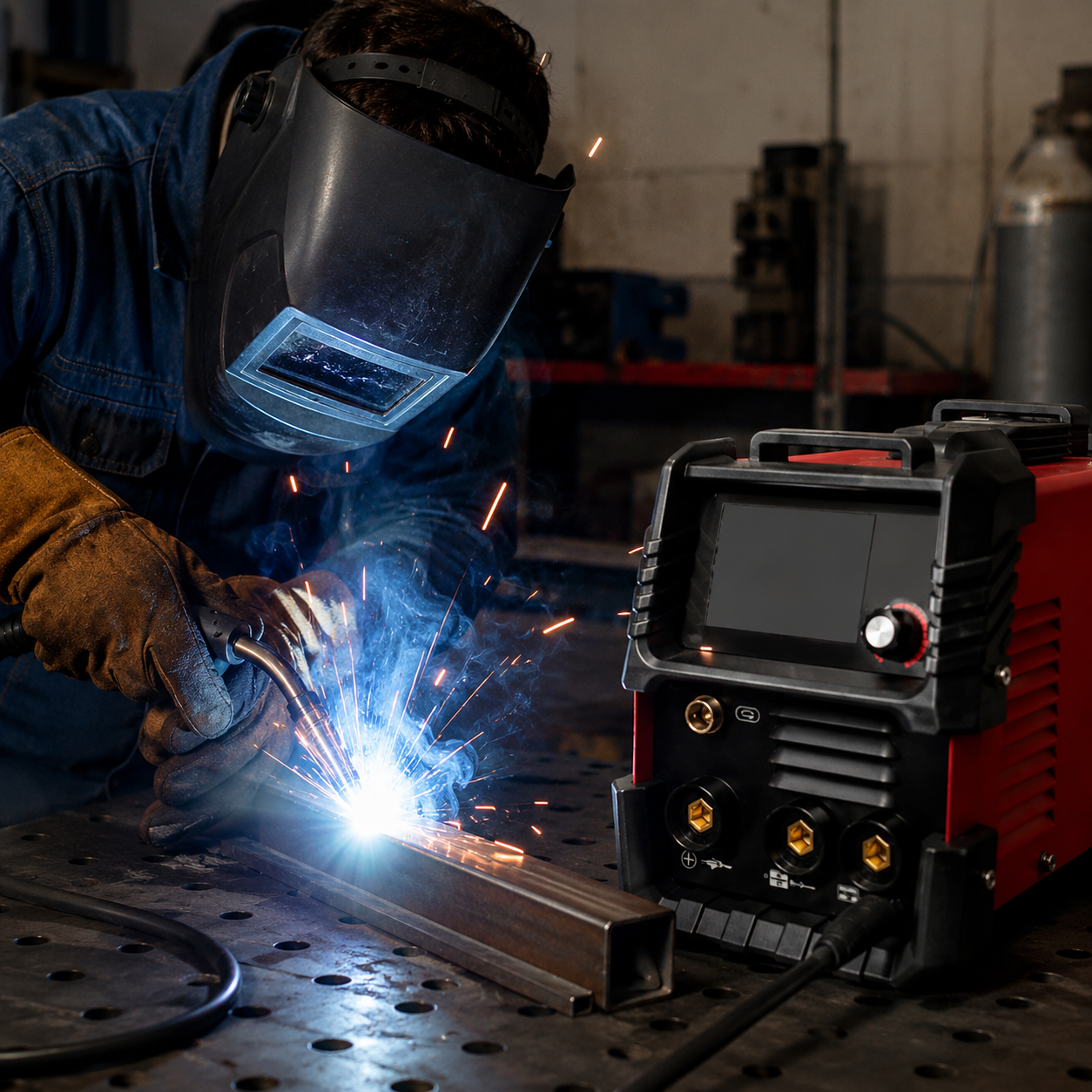 Saldatrice Inverter MIG/MMA Senza Gas con Filo Animato Incluso – Doppia Funzione a Filo Continuo ed Elettrodo – Display Digitale