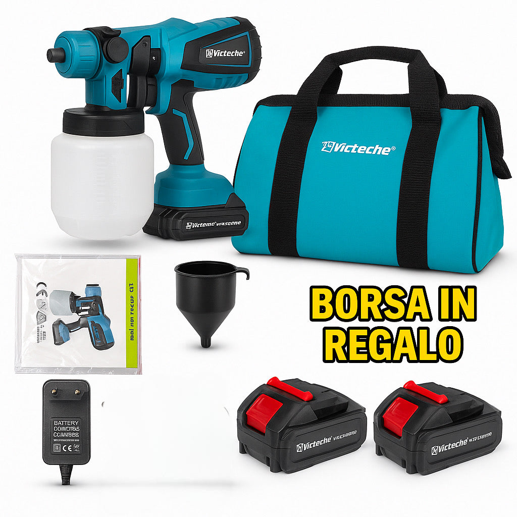 Verniciatore a Batteria Victeche 24V Doppia Batteria 2.4Ah Regolazione Getto + Borsa in Regalo