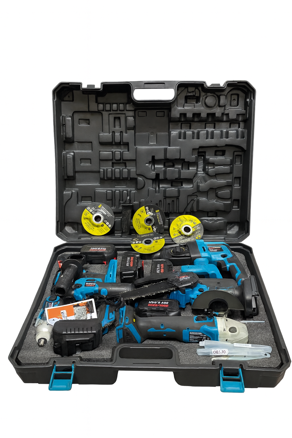 Kit Elettroutensili a Batteria 6-in-1 con Valigetta Rigida – 4 Batterie 36V 5.0Ah + Accessori Completi