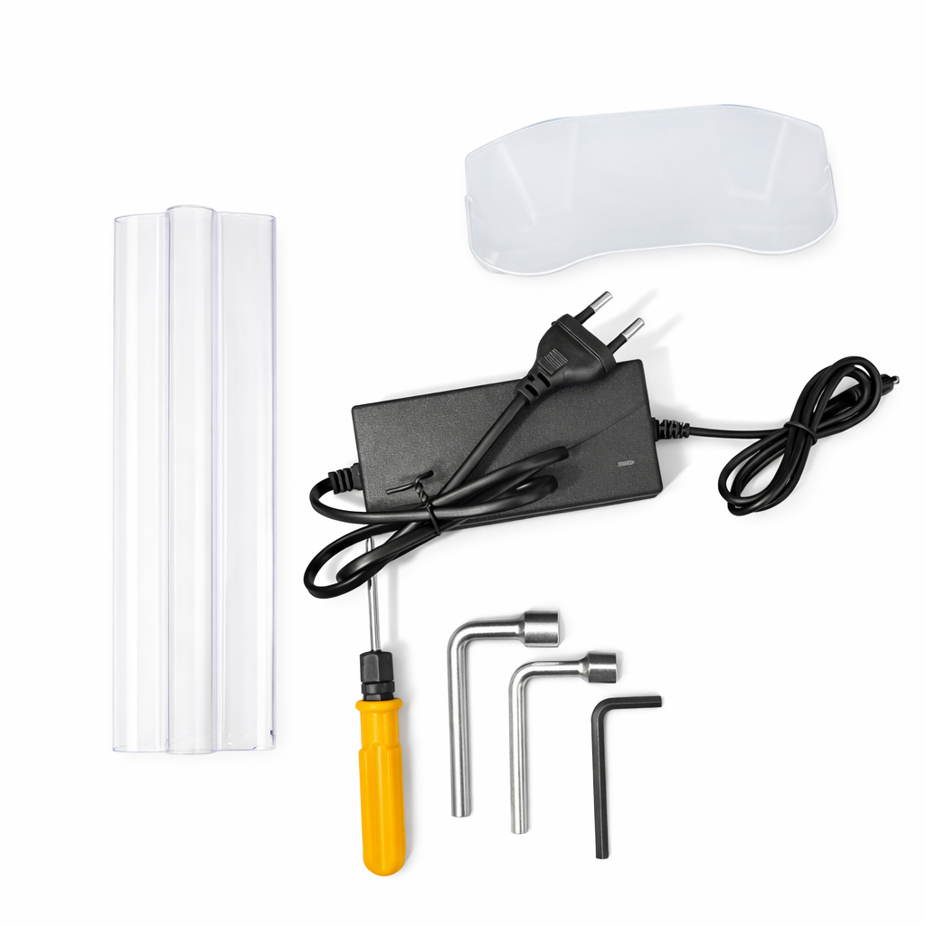 Kit Potatura Elettrico 4-in-1 con Asta Telescopica 3,10m – Motosega 8” con Oleatore + Forbice 35mm + Tagliasiepi + Rifinitore