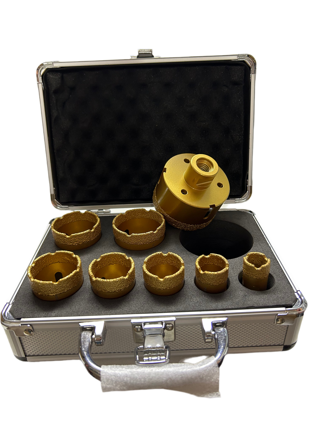 TRIS PIASTRELLISTA 2: Kit Frese a Tazza Diamantate + Livellatrice Vibrante con Ventosa 48V + Livella Laser 16 Linee 4D Autolivellante DISCO DIAMANTATO IN OMAGGIO