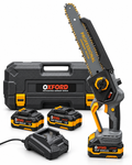 Motosega a Batteria 10 Pollici Brushless con Oleatore Automatico, Display, 2 Batterie e Caricatore